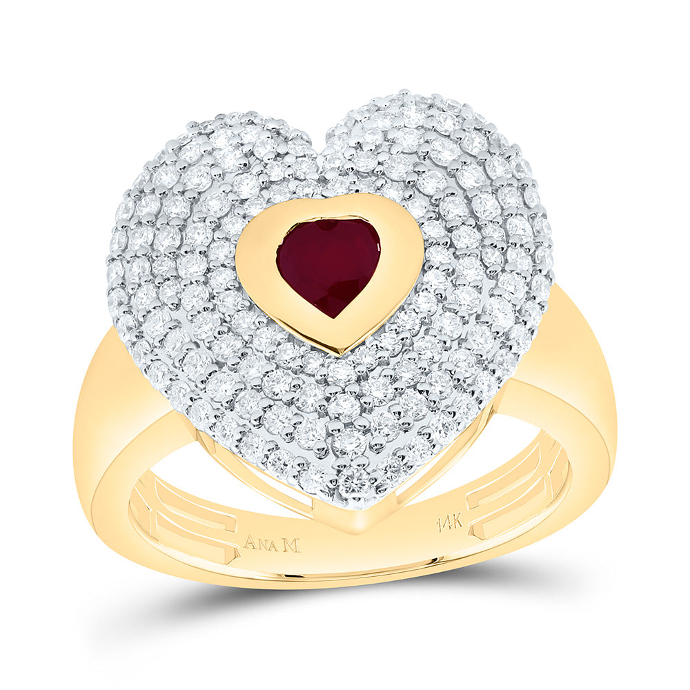 14K Yellow Or White Gold 7/8Cttw Natural Diamond 5Mm Heart Ring