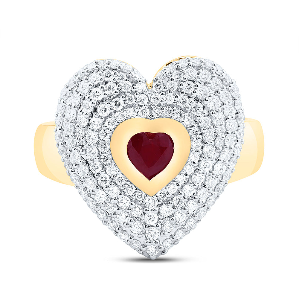 14K Yellow Or White Gold 7/8Cttw Natural Diamond 5Mm Heart Ring