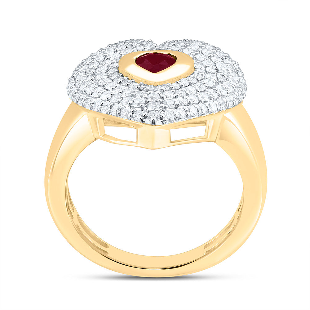 14K Yellow Or White Gold 7/8Cttw Natural Diamond 5Mm Heart Ring