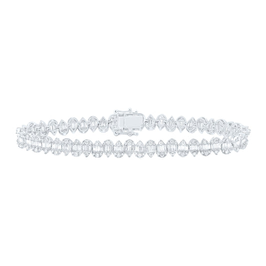 14K White Gold 4 3/4Cttw Natural Diamond Fashion Pear Bracelet (7 Inch)