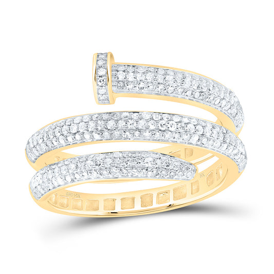 14K Yellow Gold 5/8Cttw Natural Diamond Fashion Nail Ring Size 7