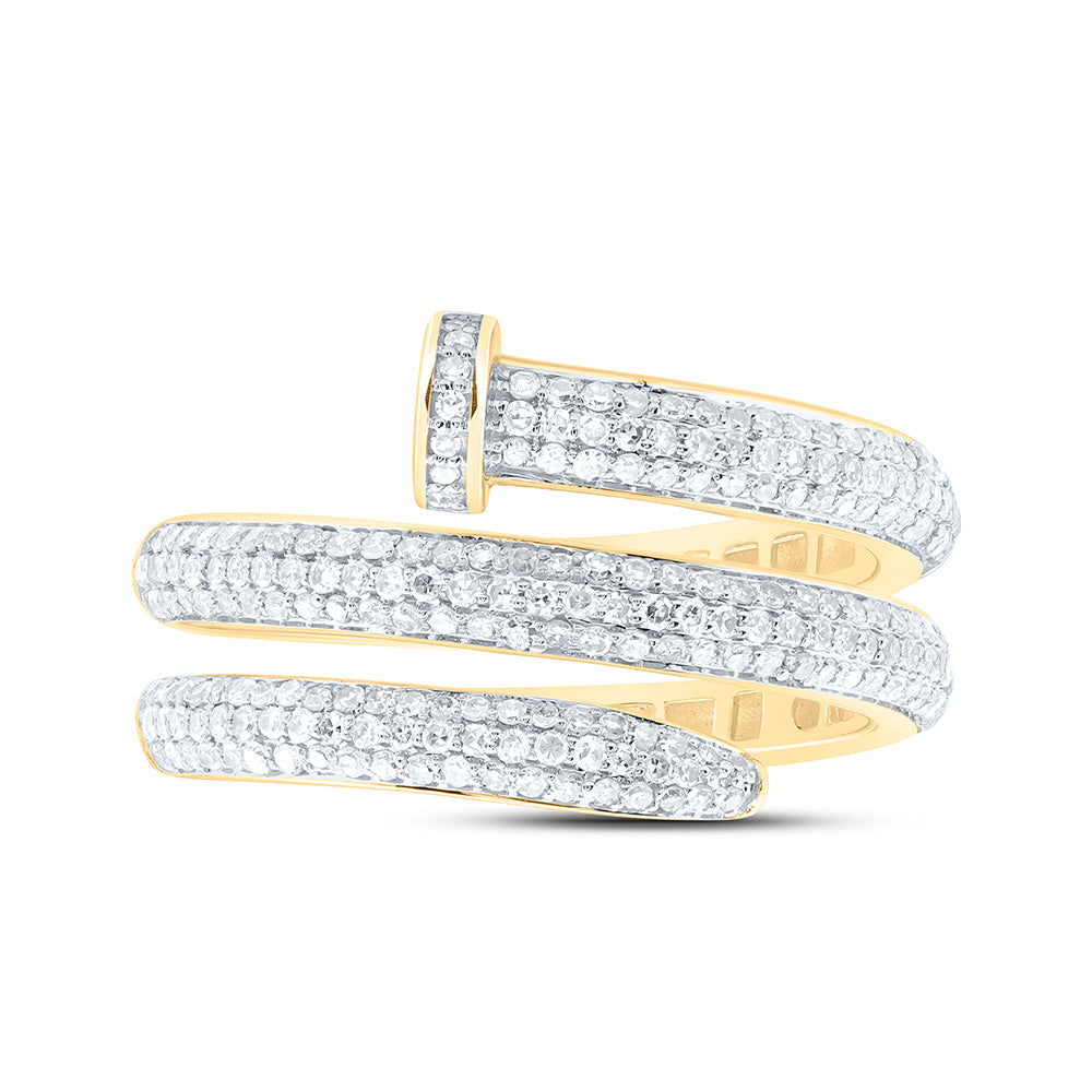 14K Yellow Gold 5/8Cttw Natural Diamond Fashion Nail Ring Size 7