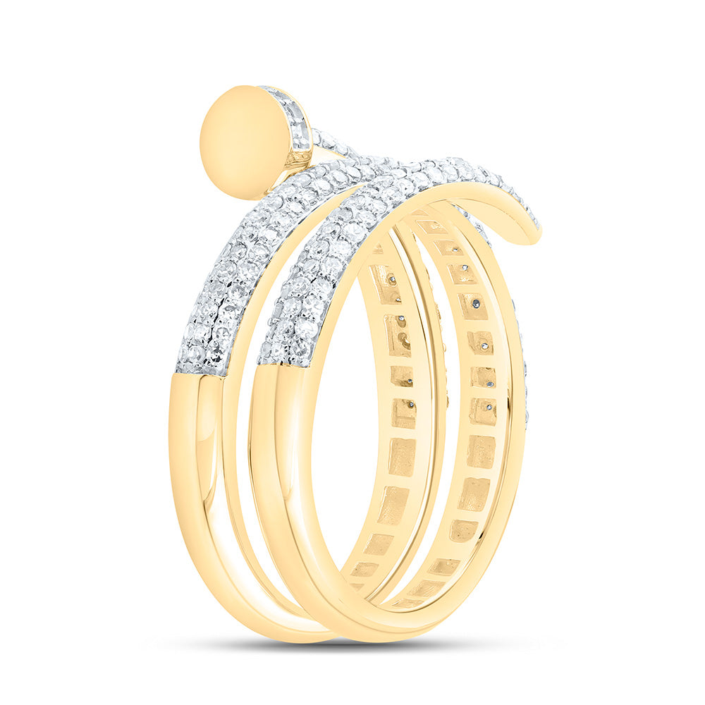 14K Yellow Gold 5/8Cttw Natural Diamond Fashion Nail Ring Size 7