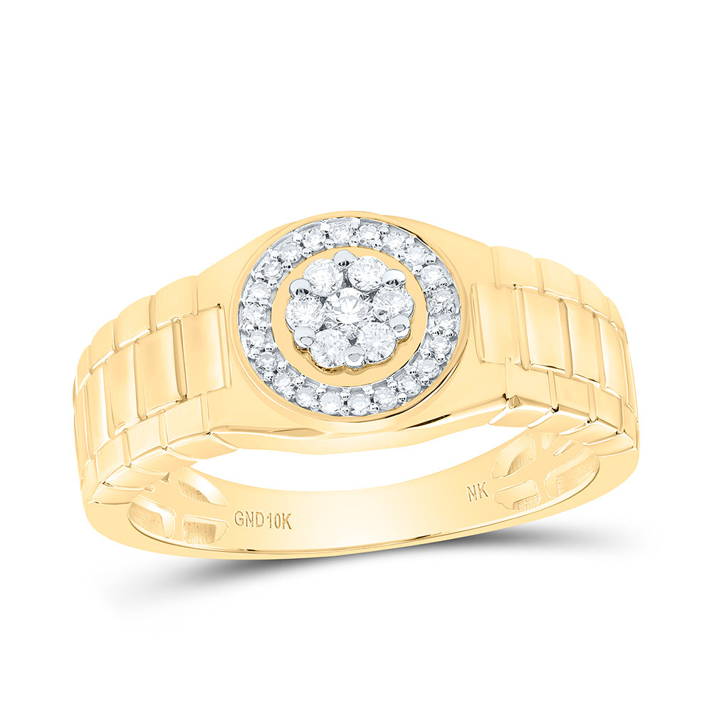 10K Yellow Or White Or Rose Gold 1/4Cttw Natural Diamond Mens Ring
