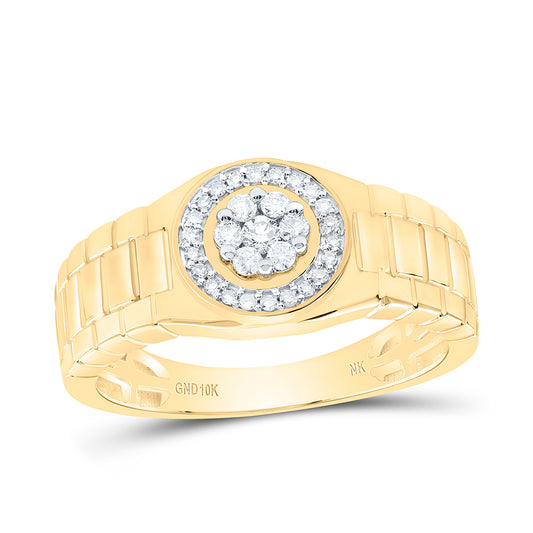 10K Yellow Or White Or Rose Gold 1/4Cttw Natural Diamond Mens Ring