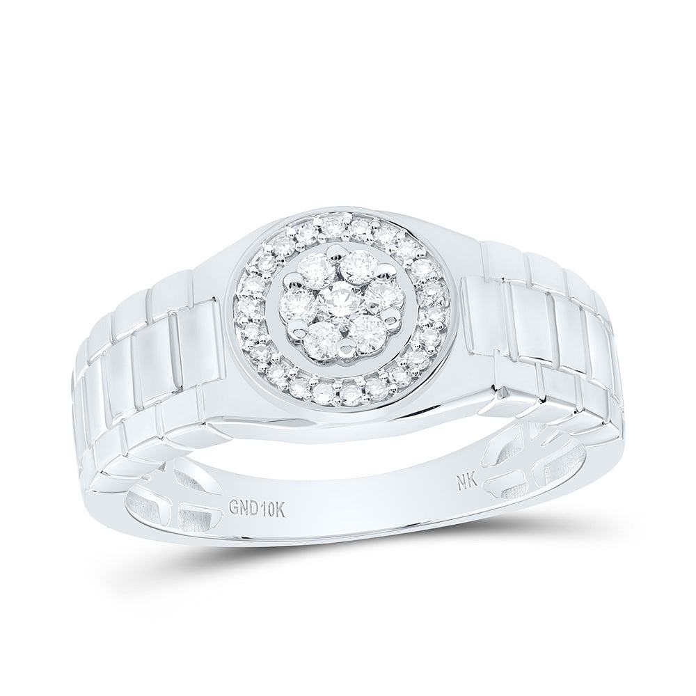 10K Yellow Or White Or Rose Gold 1/4Cttw Natural Diamond Mens Ring