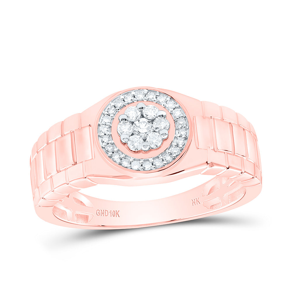 10K Yellow Or White Or Rose Gold 1/4Cttw Natural Diamond Mens Ring