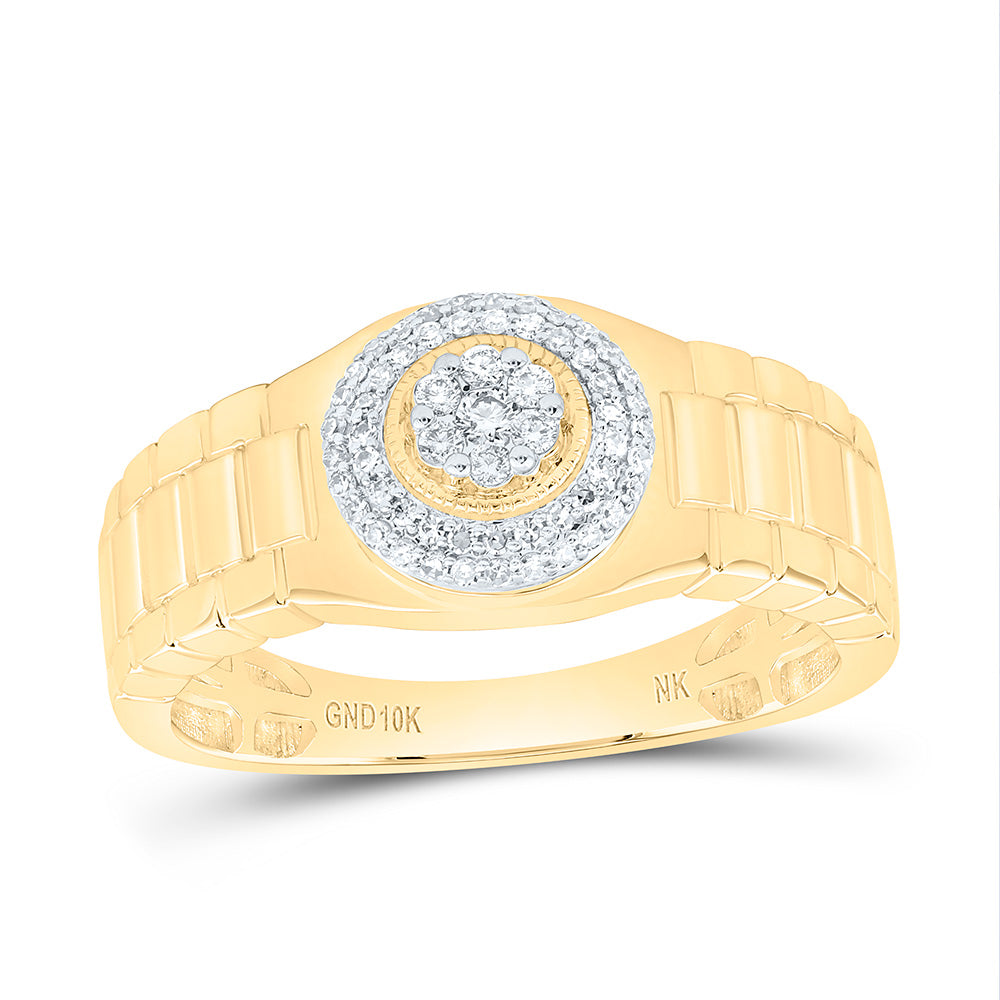10K Yellow Or White Or Rose Gold 1/4Cttw Natural Diamond Mens Ring