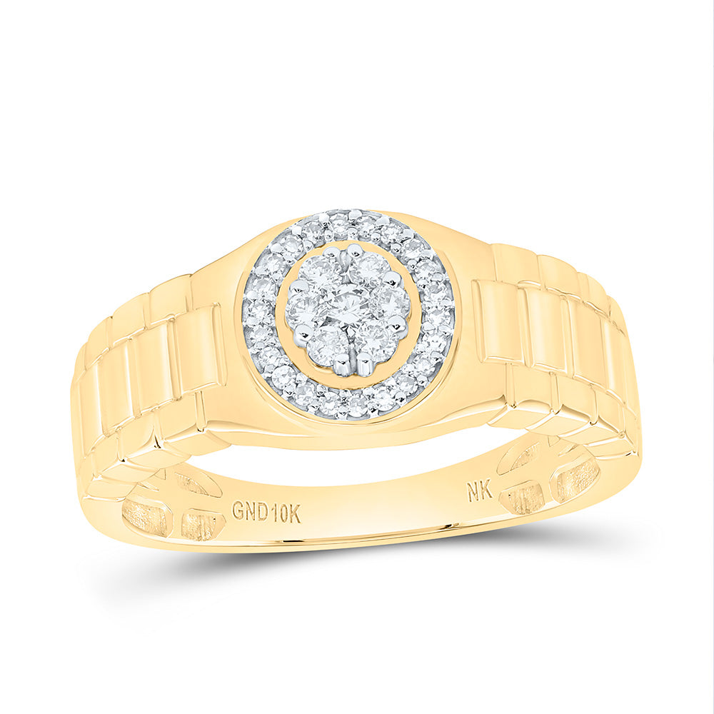 10K Yellow Or White Gold 1/4Cttw Natural Diamond Mens Ring