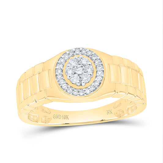 10K Yellow Or White Gold 1/4Cttw Natural Diamond Mens Ring
