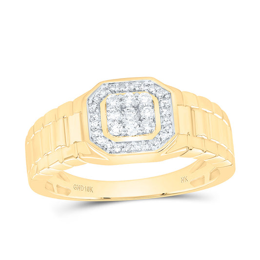 10K Yellow Or White Or Rose Gold 1/4Cttw Natural Diamond Mens Ring