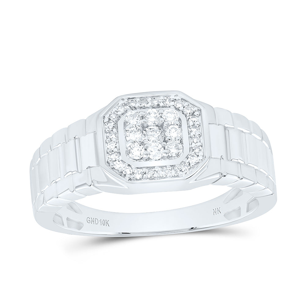 10K Yellow Or White Or Rose Gold 1/4Cttw Natural Diamond Mens Ring