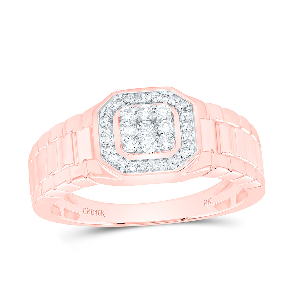 10K Yellow Or White Or Rose Gold 1/4Cttw Natural Diamond Mens Ring