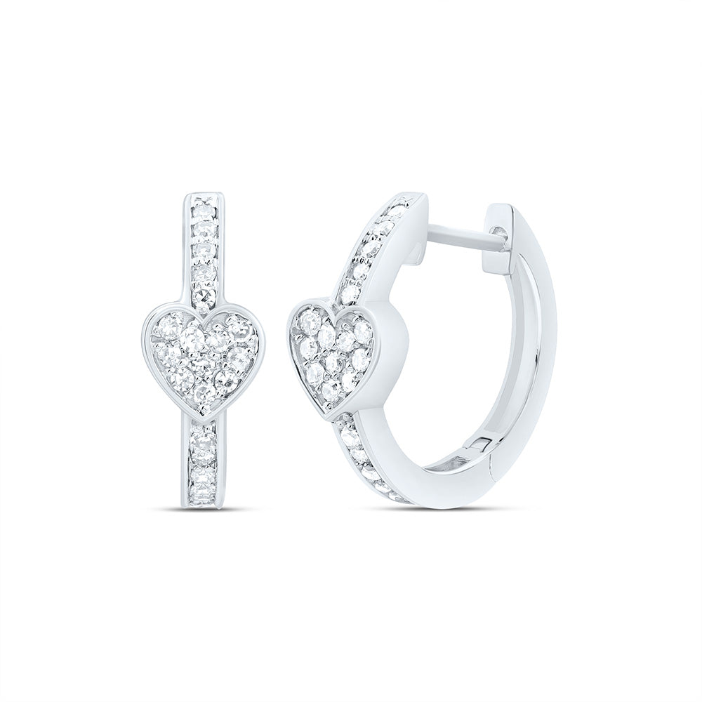 10K Or 14K Yellow Or White Gold 1/4Cttw Natural Diamond Fashion Heart Hoop Earring