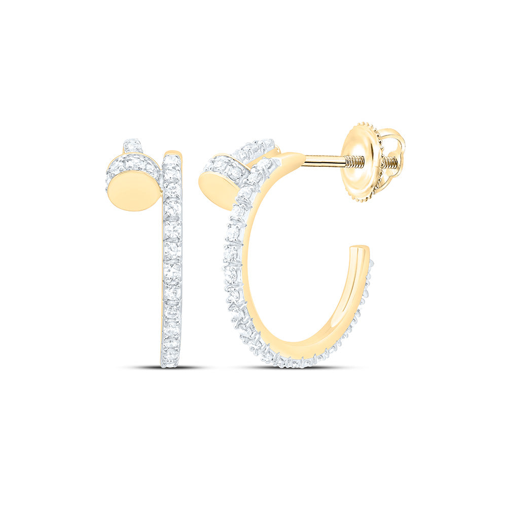 10K Yellow Or White Gold 1/2Cttw Natural Diamond Fashion Hoop Earring