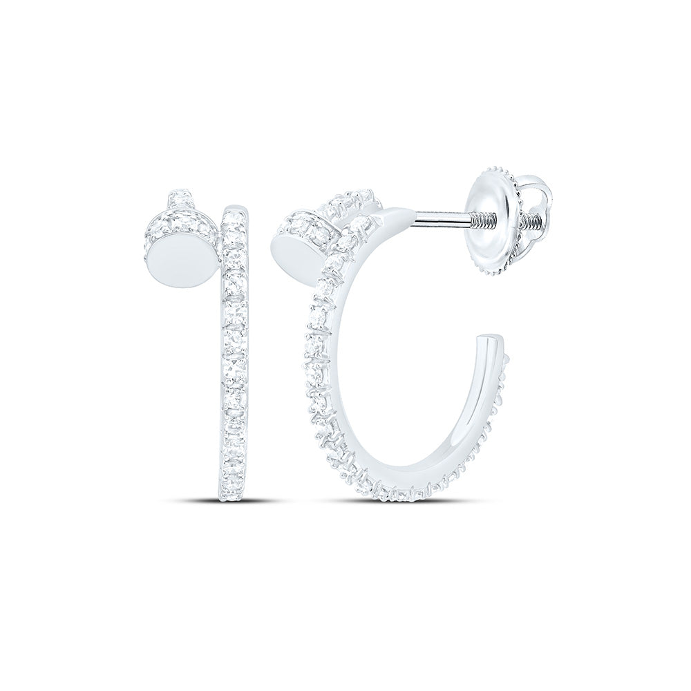 10K Yellow Or White Gold 1/2Cttw Natural Diamond Fashion Hoop Earring