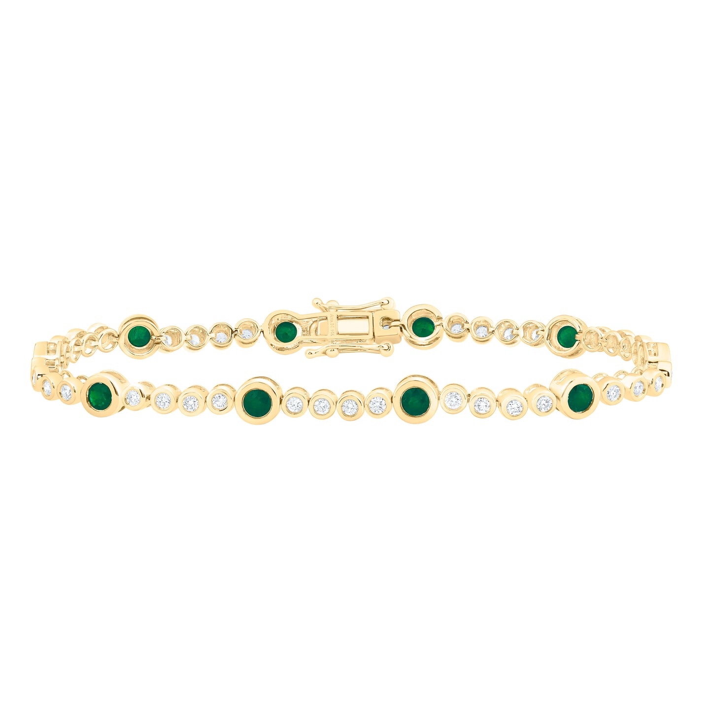 14K Yellow Gold 1 1/5Ctw Natural Diamond Ana M Round Natural Gem Bracelet (7 Inch)