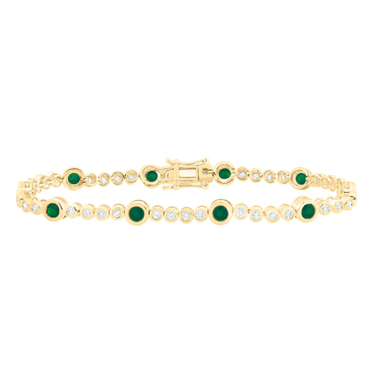 14K Yellow Gold 1 1/5Ctw Natural Diamond Ana M Round Natural Gem Bracelet (7 Inch)