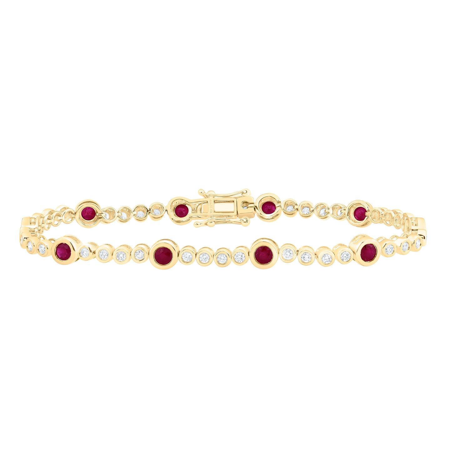 14K Yellow Gold 1 1/5Ctw Natural Diamond Ana M Round Natural Gem Bracelet (7 Inch)