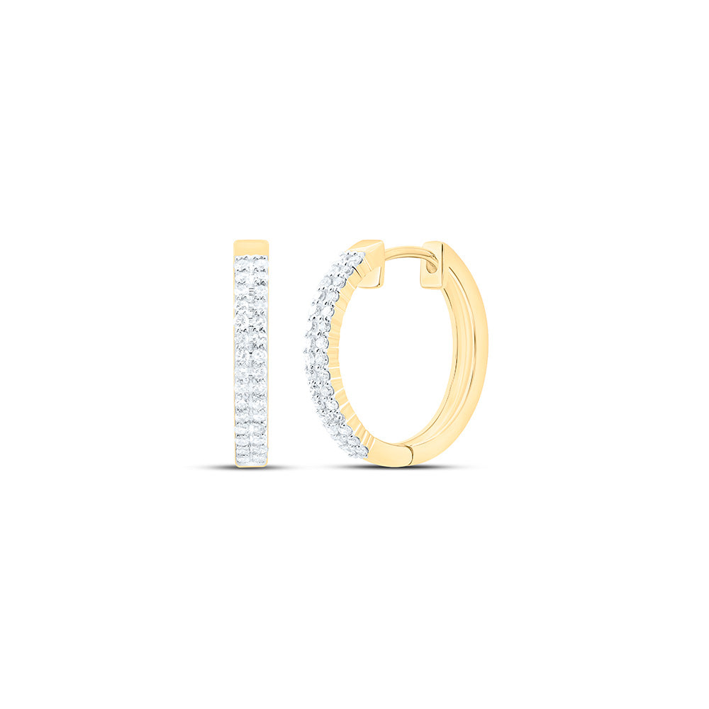 10K Yellow Or White Gold 1/3Cttw Natural Diamond Fashion Hoop Earring