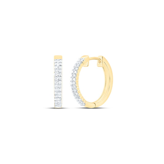 10K Yellow Or White Gold 1/3Cttw Natural Diamond Fashion Hoop Earring