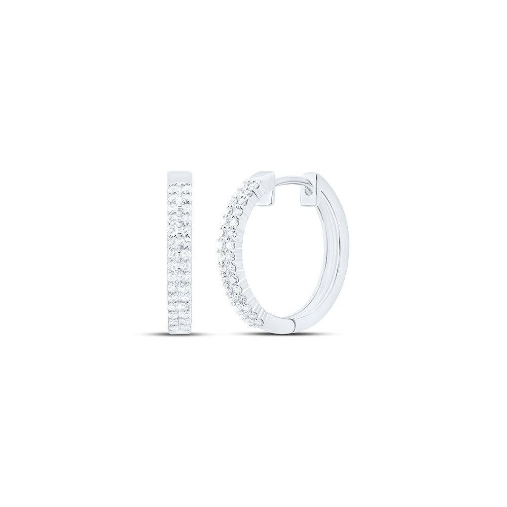10K Yellow Or White Gold 1/3Cttw Natural Diamond Fashion Hoop Earring