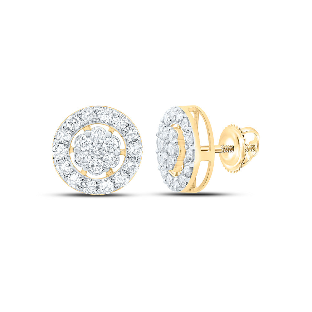 10K Yellow Or White Gold 1Cttw Natural Diamond Fashion Flower Earring