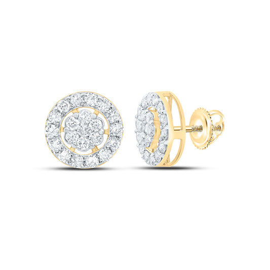 10K Yellow Or White Gold 1Cttw Natural Diamond Fashion Flower Earring