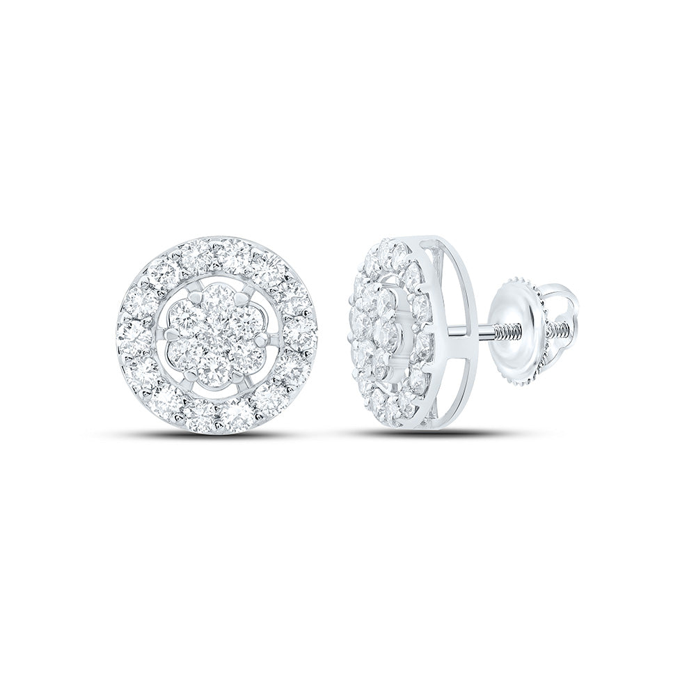 10K Yellow Or White Gold 1Cttw Natural Diamond Fashion Flower Earring