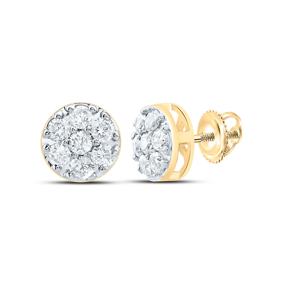 10K Yellow Or White Gold 1/2Cttw Natural Diamond Fashion Flower Earring