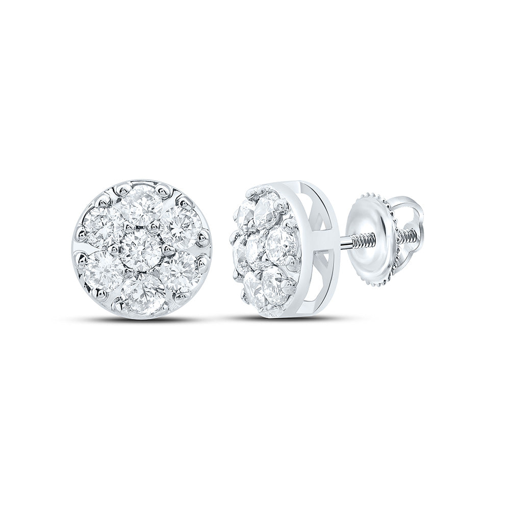 10K Yellow Or White Gold 1/2Cttw Natural Diamond Fashion Flower Earring