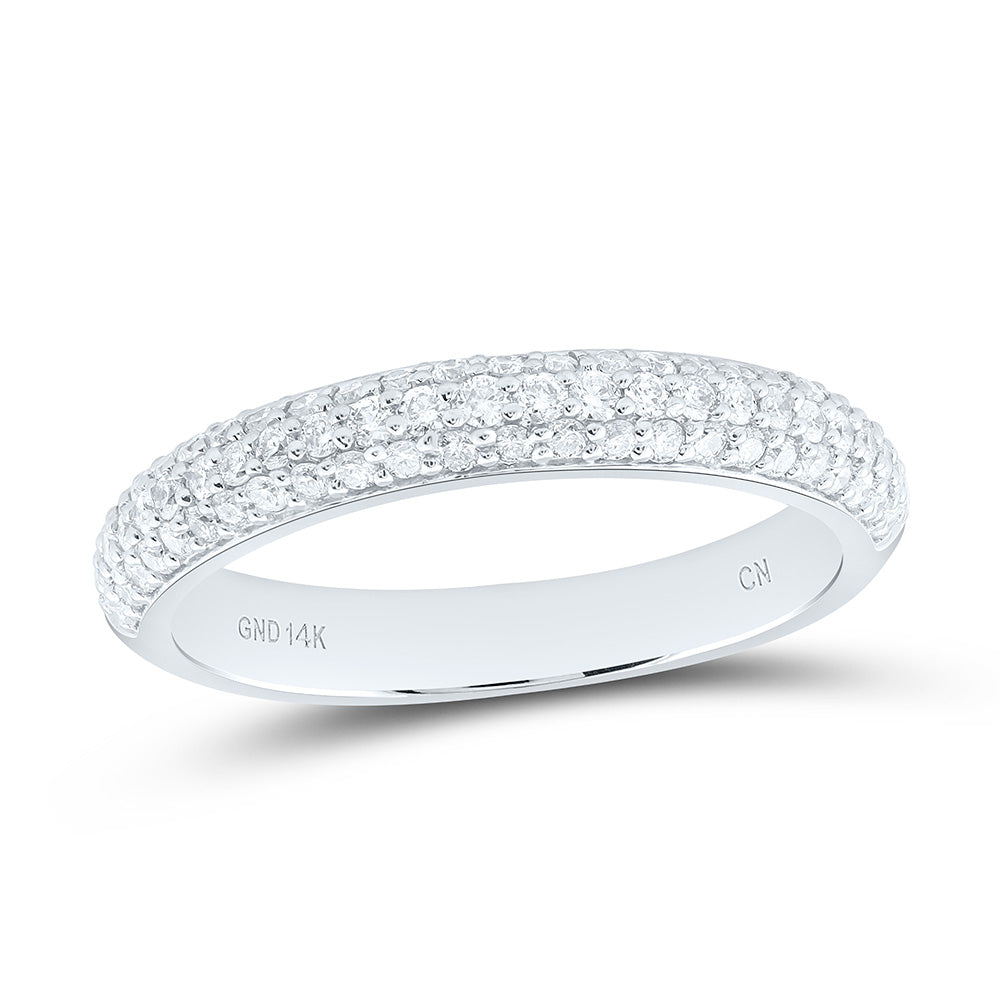 14K White Gold 1/2 Cttw Natural Diamond Cn Fashion Bridal Anniversary Wedding Engagement Band Ring