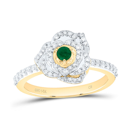 14K Yellow Or White Gold 3/8Cttw Diamond 1.5Mm Natural Round Gem Rose Ring