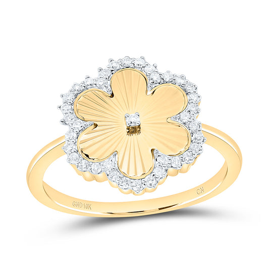 10K Yellow Gold 1/5Cttw Natural Diamond Fashion Flower Ring