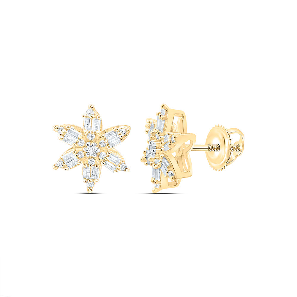 10K Yellow Or White Gold 1/4Cttw Natural Diamond Gift Flower Earring