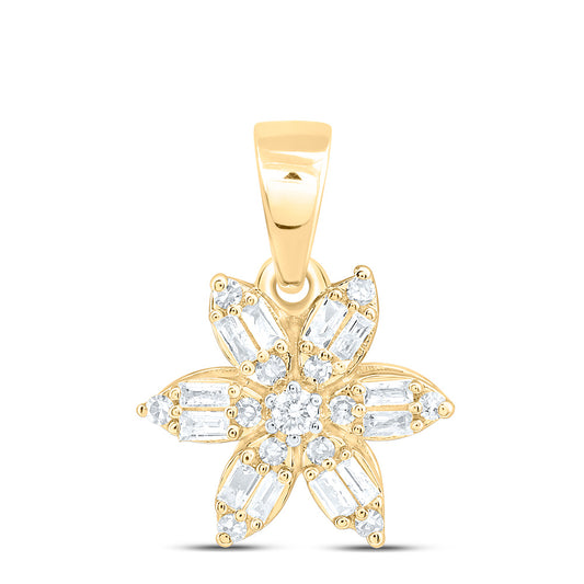 10K Yellow Or White Gold 1/5Cttw Natural Diamond Gift Flower Pendant