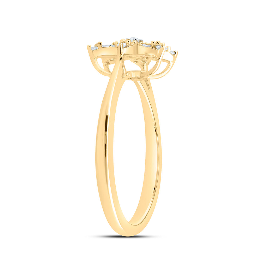10K Yellow Or White Gold 1/5Cttw Natural Diamond Gift Flower Ring