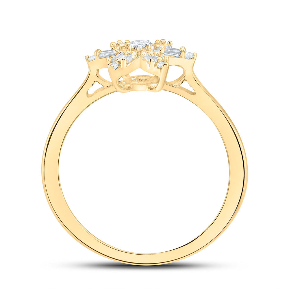 10K Yellow Or White Gold 1/5Cttw Natural Diamond Gift Flower Ring