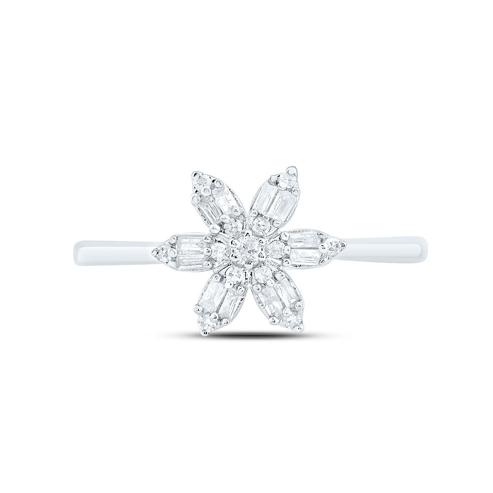 10K Yellow Or White Gold 1/5Cttw Natural Diamond Gift Flower Ring