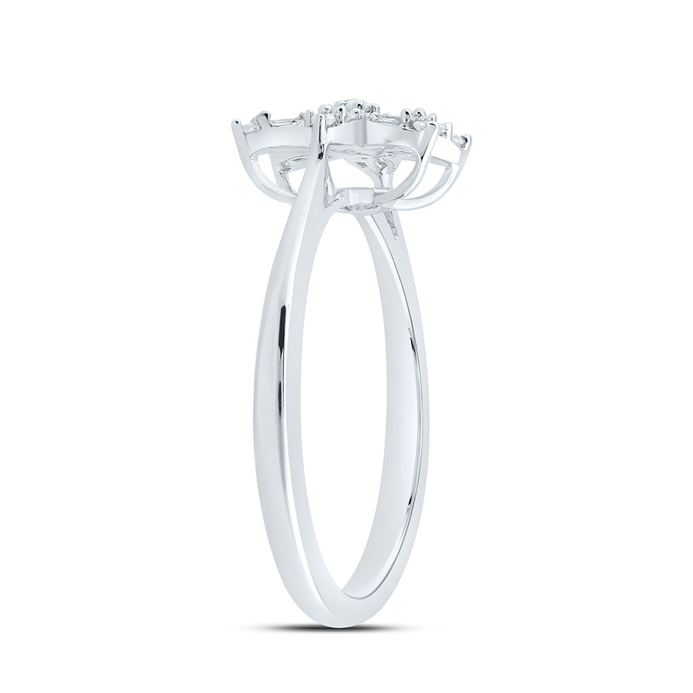 10K Yellow Or White Gold 1/5Cttw Natural Diamond Gift Flower Ring