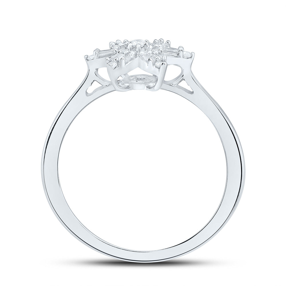 10K Yellow Or White Gold 1/5Cttw Natural Diamond Gift Flower Ring