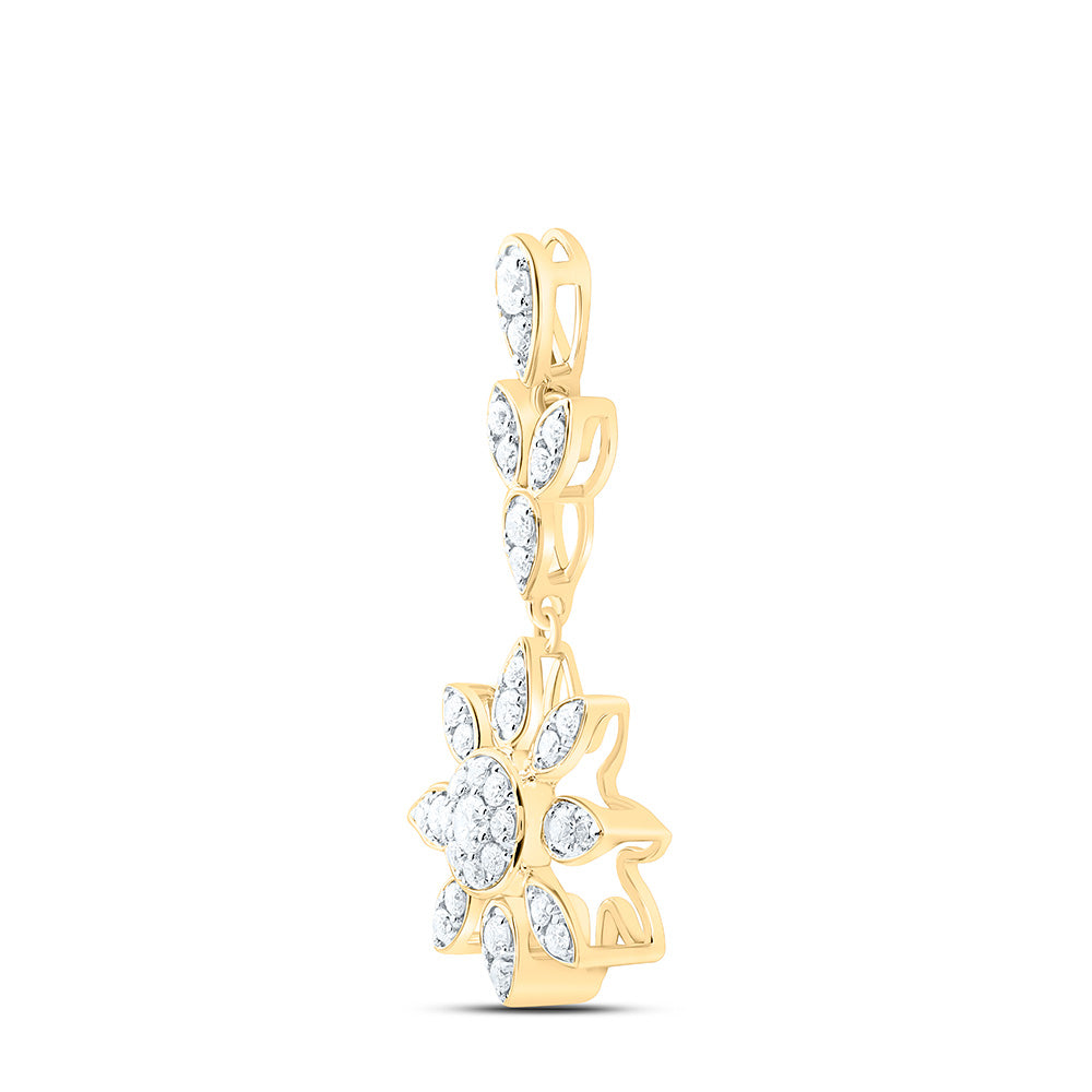 14K Yellow Or White Gold 1/2Cttw Natural Diamond Fashion Flower Pendant