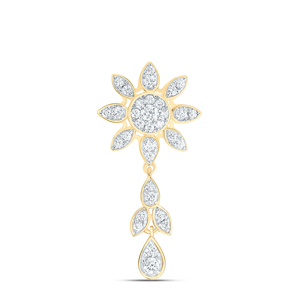 14K Yellow Or White Gold 1/2Cttw Natural Diamond Fashion Flower Pendant