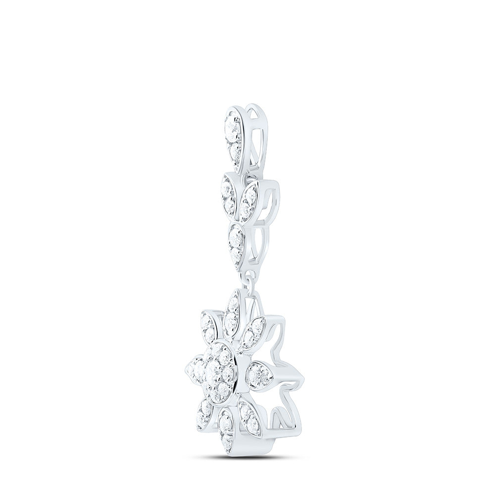 14K Yellow Or White Gold 1/2Cttw Natural Diamond Fashion Flower Pendant