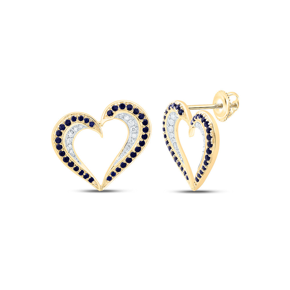 14K Yellow Or White Gold 1/6Cttw Natural Diamond Round Gem Heart Earring