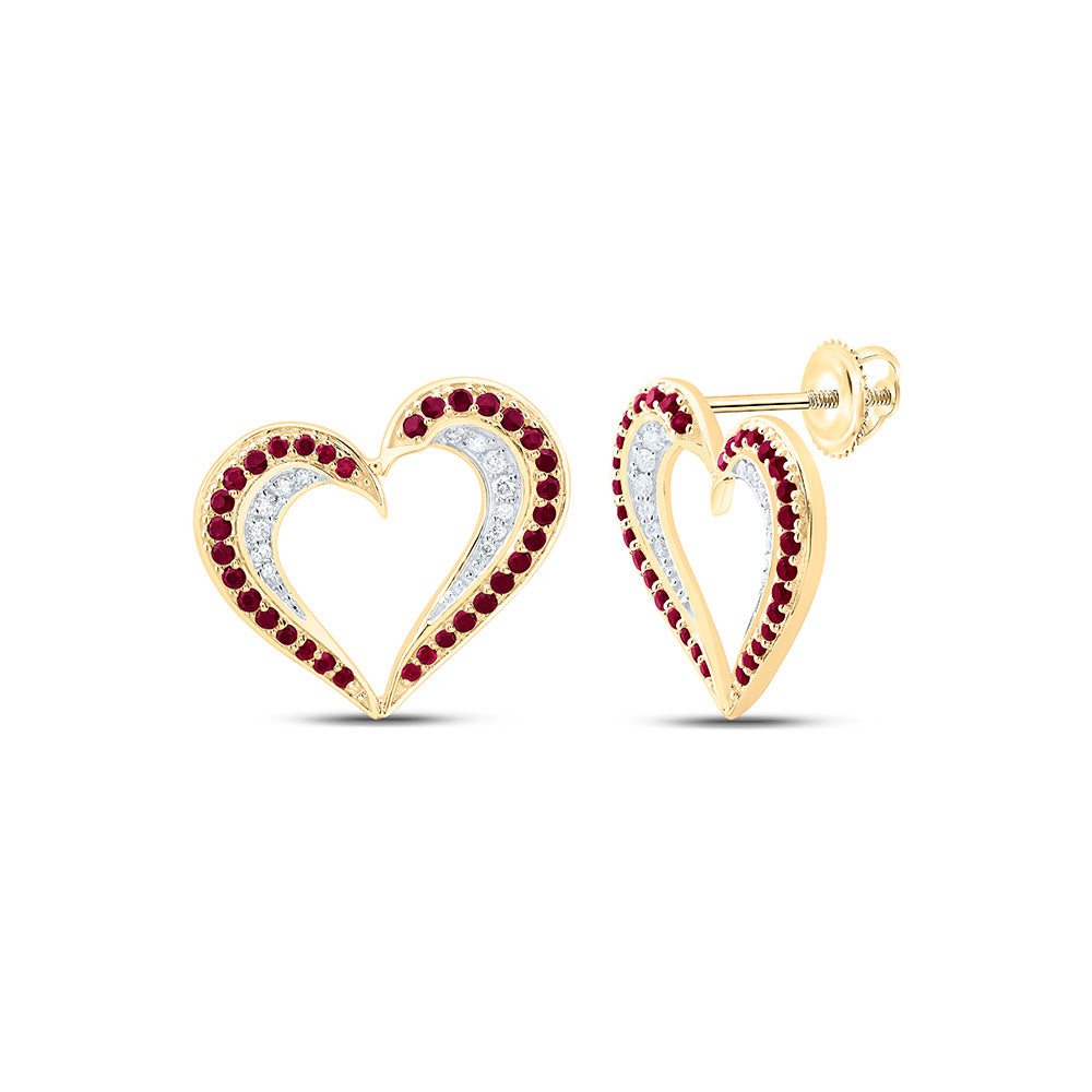14K Yellow Or White Gold 1/6Cttw Natural Diamond Round Gem Heart Earring
