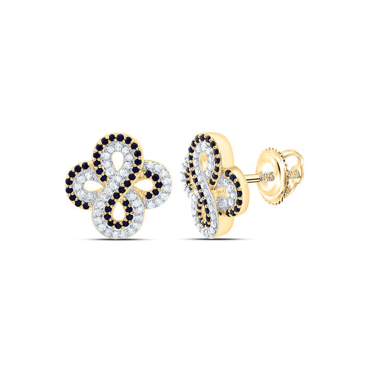 14K Yellow Or White Gold 1/4Cttw Natural Diamond Round Gem Infinity Clover Earring