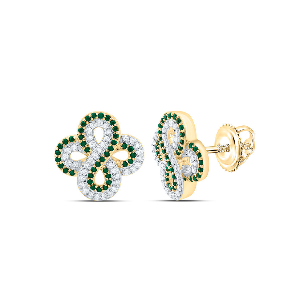 14K Yellow Or White Gold 1/4Cttw Natural Diamond Round Gem Infinity Clover Earring