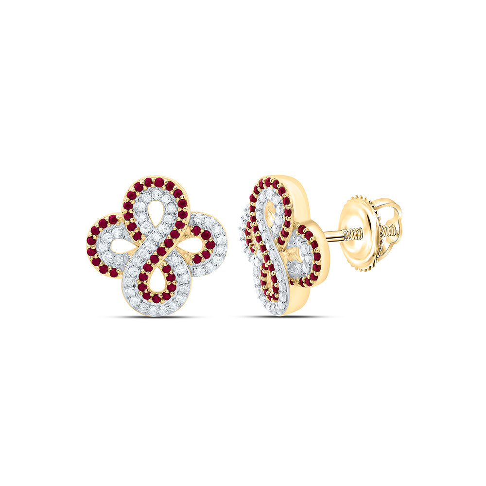 14K Yellow Or White Gold 1/4Cttw Natural Diamond Round Gem Infinity Clover Earring