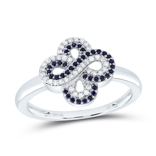 14K Yellow Or White Gold 1/8Cttw Natural Diamond Round Gem Infinity Clover Ring